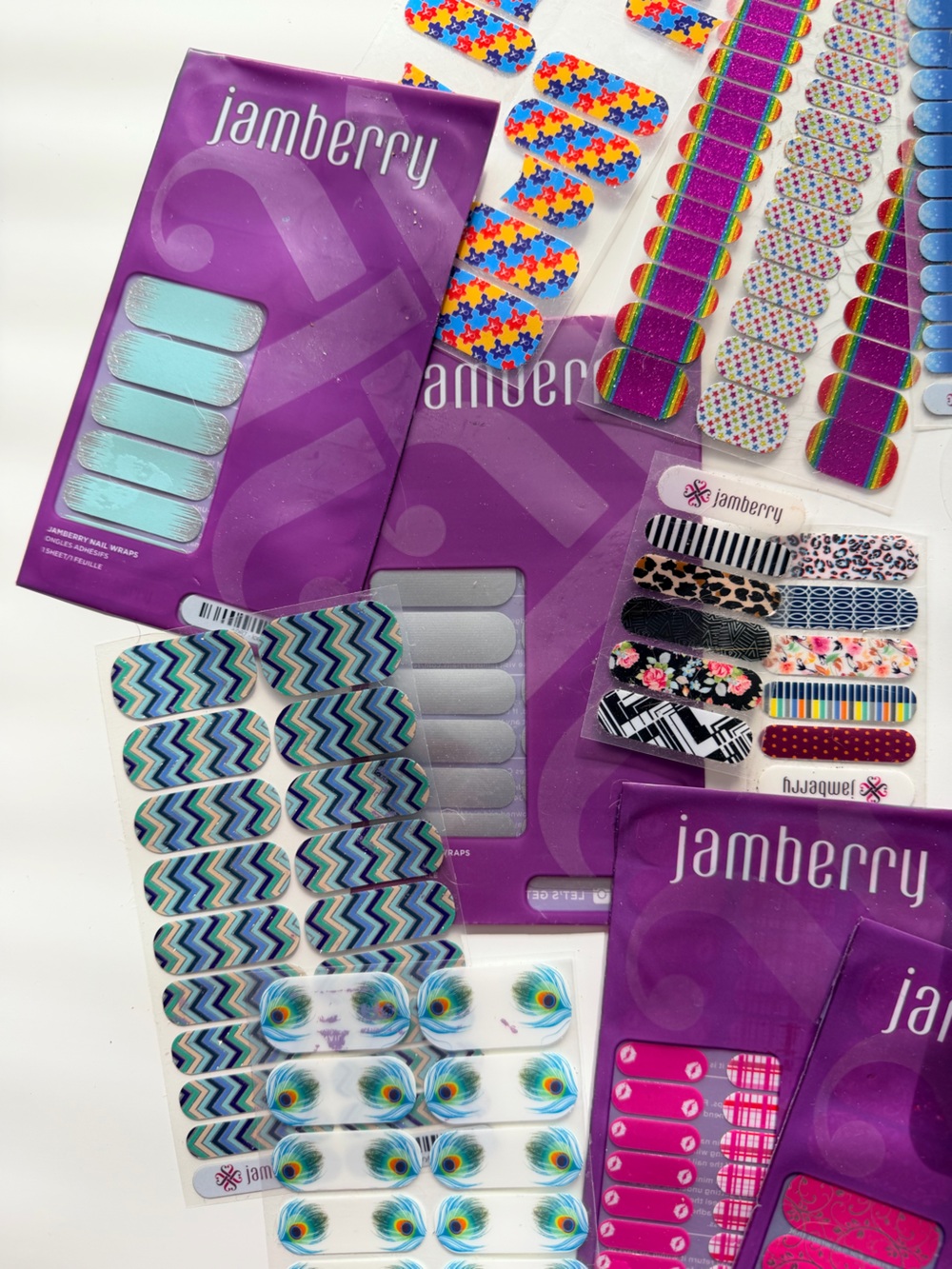 Jamberry Nail Wraps Lot UV Mini Heater Nail Decals Bundle New - Picture 5 of 9